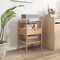Natural Wicker Side Table with Storage Drawer and Slatted Shelves for Living Room